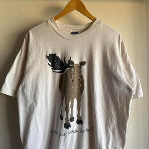 Vintage Moose Is That Your Last Antler Funny Quote Graphic Tee Y2K Cottagecore